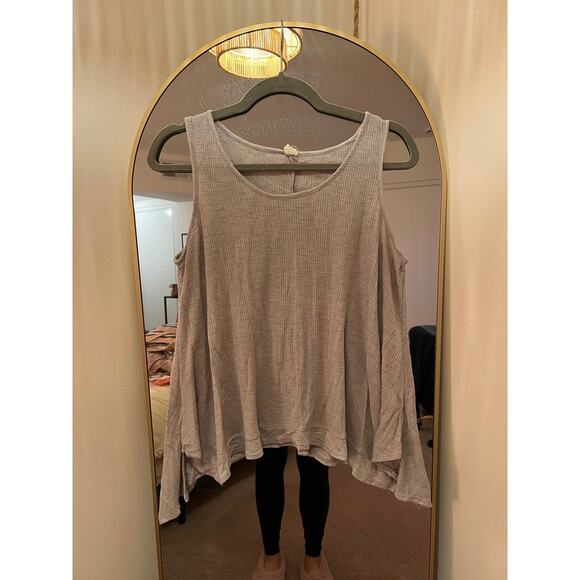 Lazy Sundays Women's High Low Waffle Knit Tank Top Sleeveless Gray Size Small - Picture 1 of 4